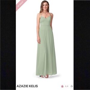 Azazie Kelis Bridesmaid Dress Dusty Sage Green Size 4/A4